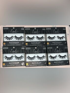 Kiss Lash Couture Matte Black 3D Volume False Lashes - 6 Pack